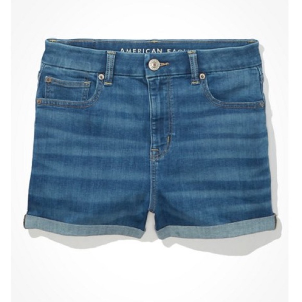 American Eagle next level high waisted stretch dark wash denim curvy shorts